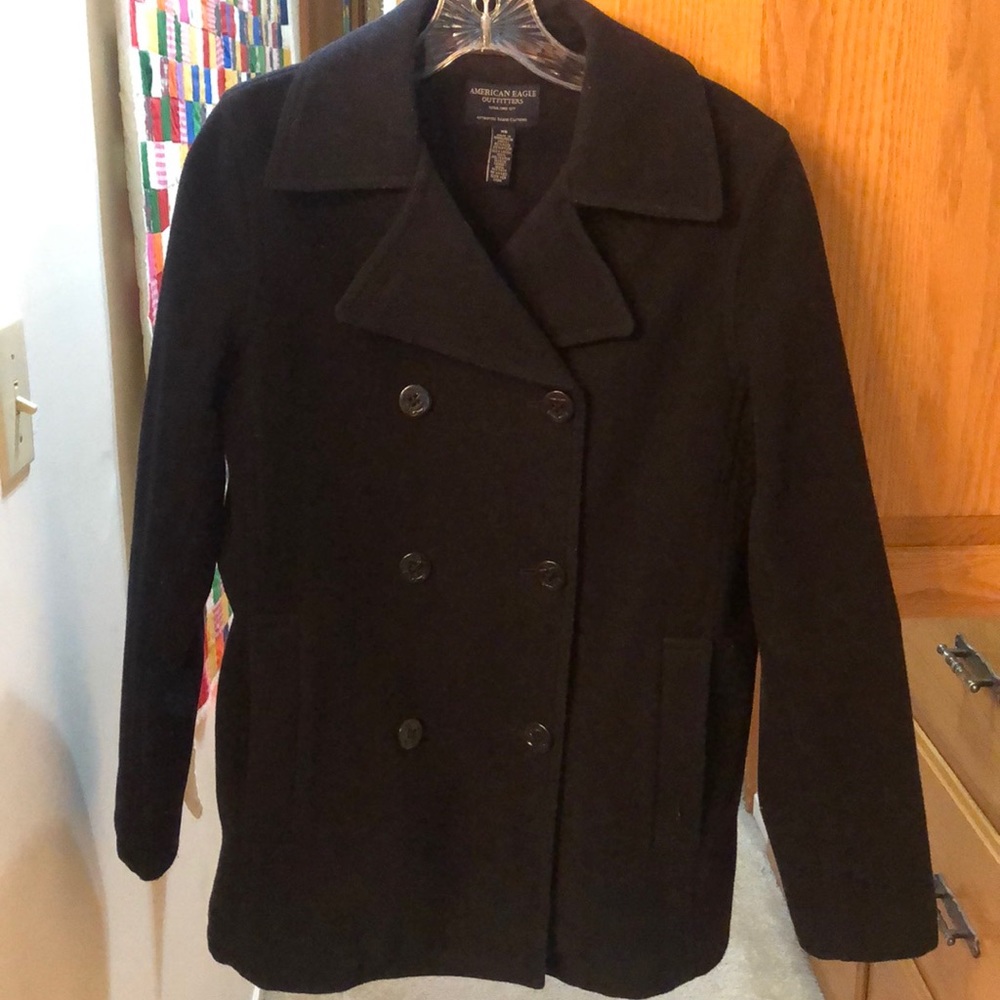 American Eagle women’s XS black wool pea coat